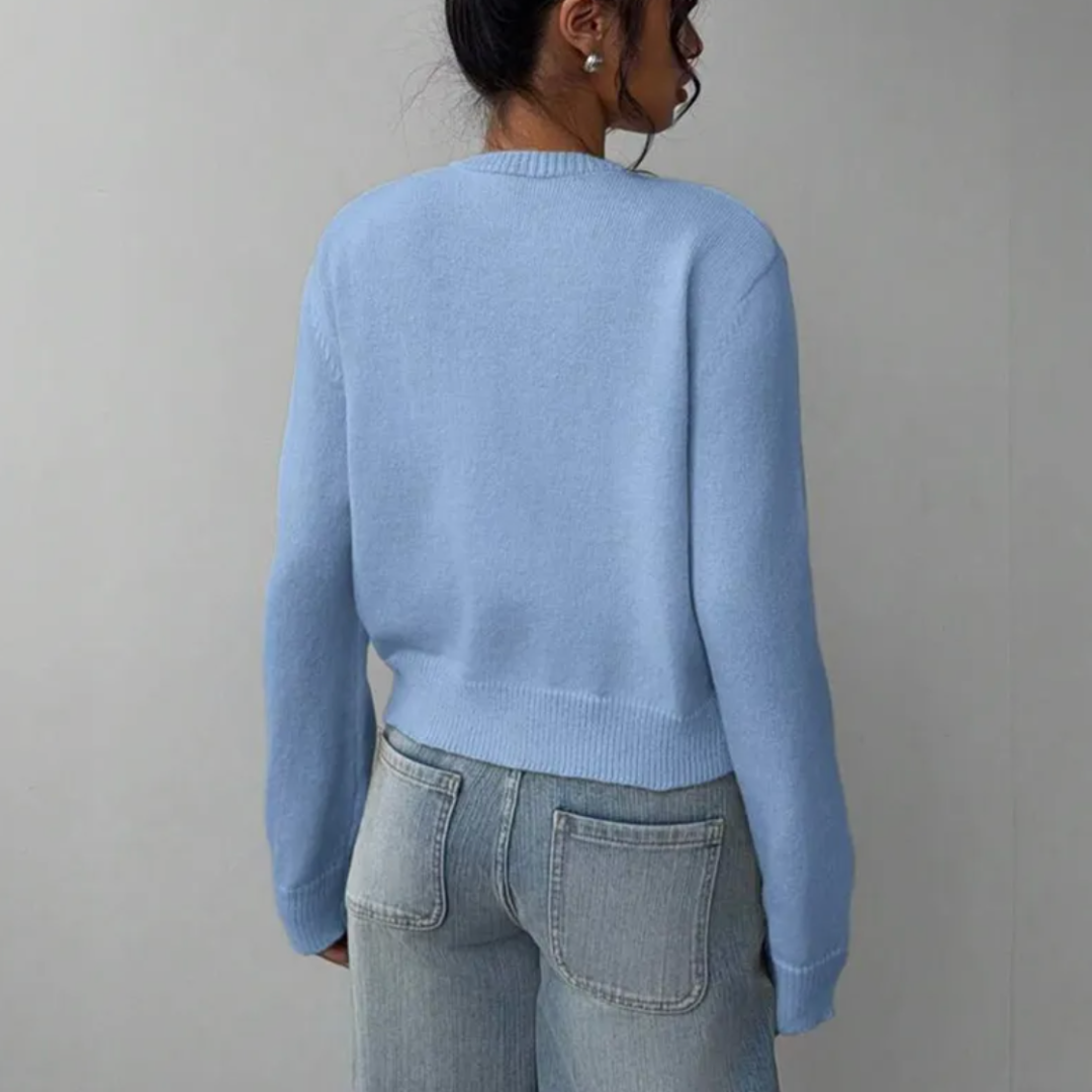 Évarielle | Women's Cropped Button Knit Cardigan