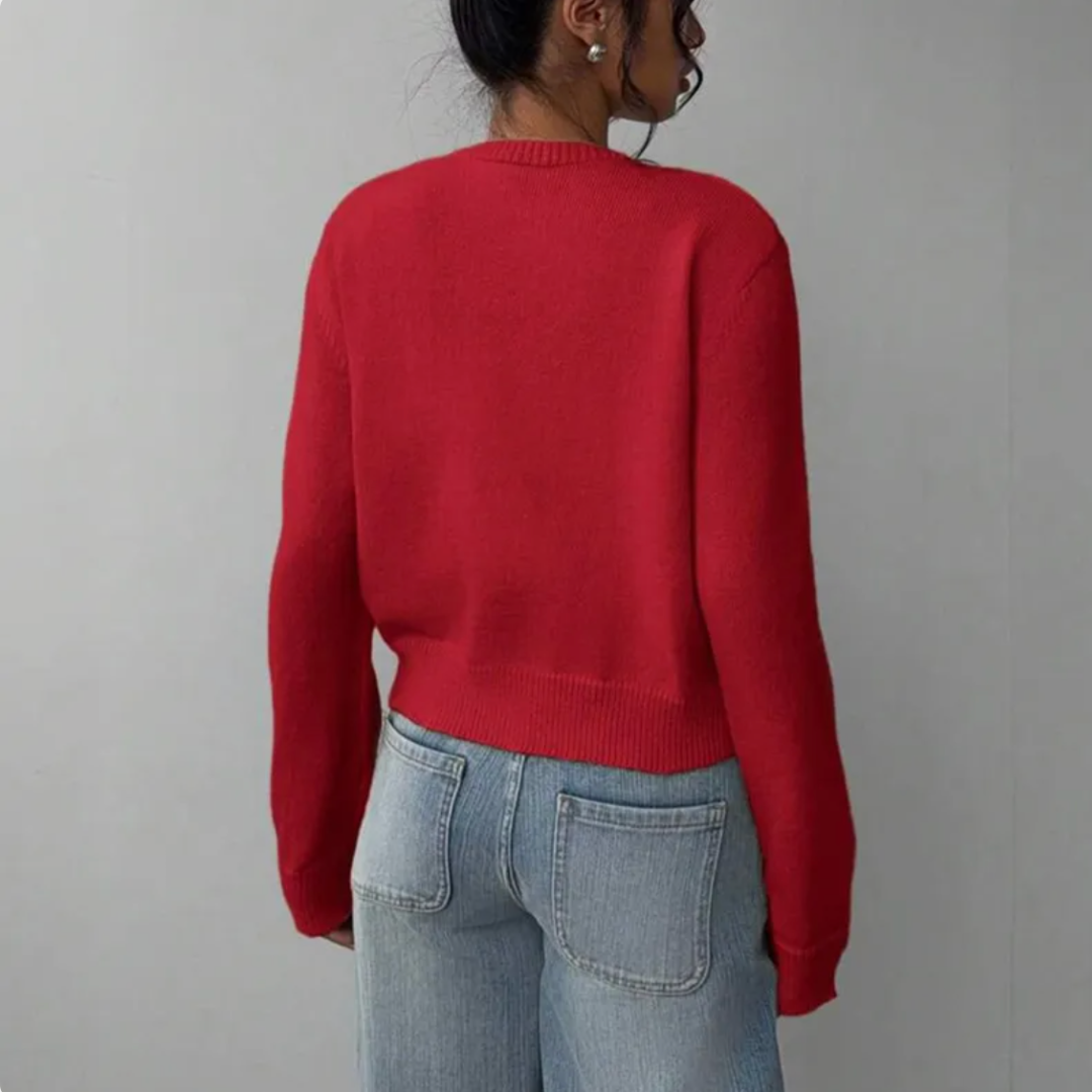 Évarielle | Women's Cropped Button Knit Cardigan