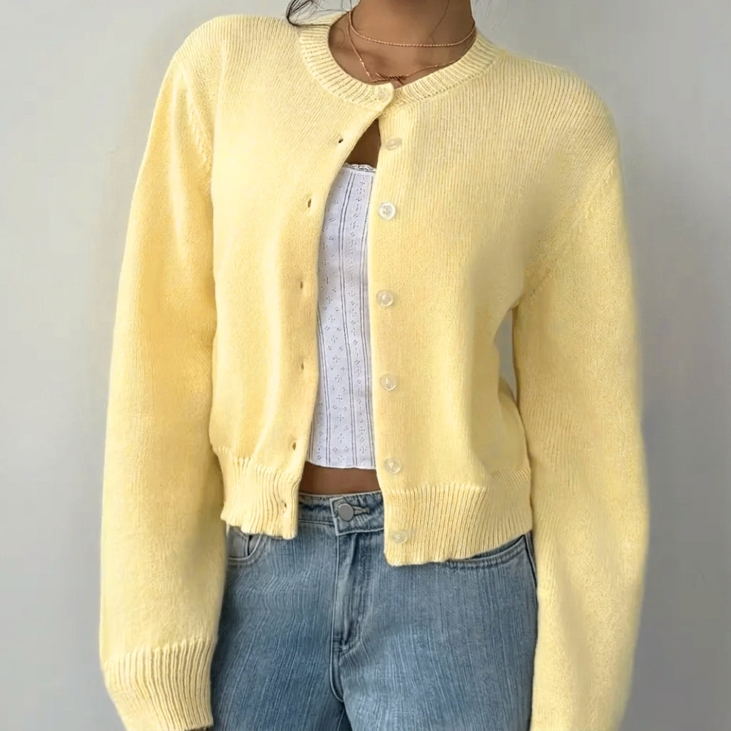 Évarielle | Women's Cropped Button Knit Cardigan