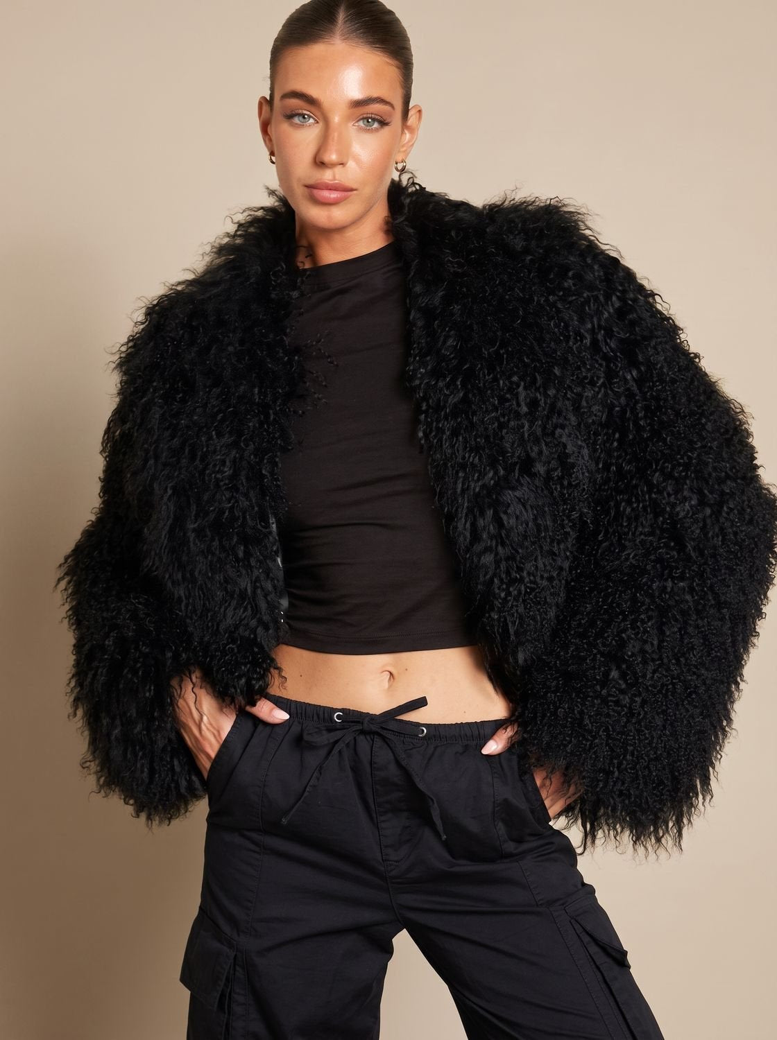 Wilhelmina | Cropped Teddy-Style Faux Fur Coat