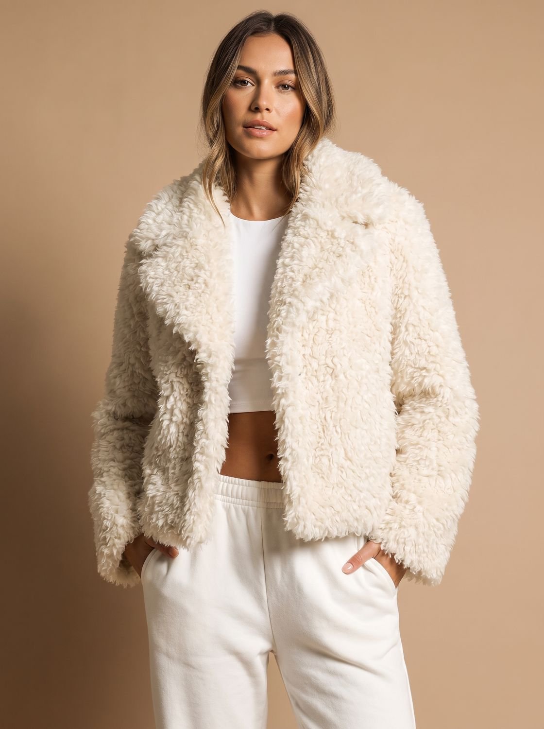 Wilhelmina | Cropped Teddy-Style Faux Fur Coat