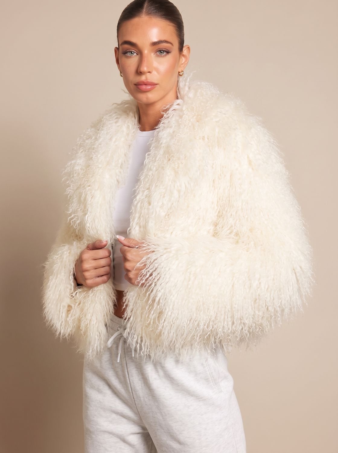 Wilhelmina | Cropped Teddy-Style Faux Fur Coat