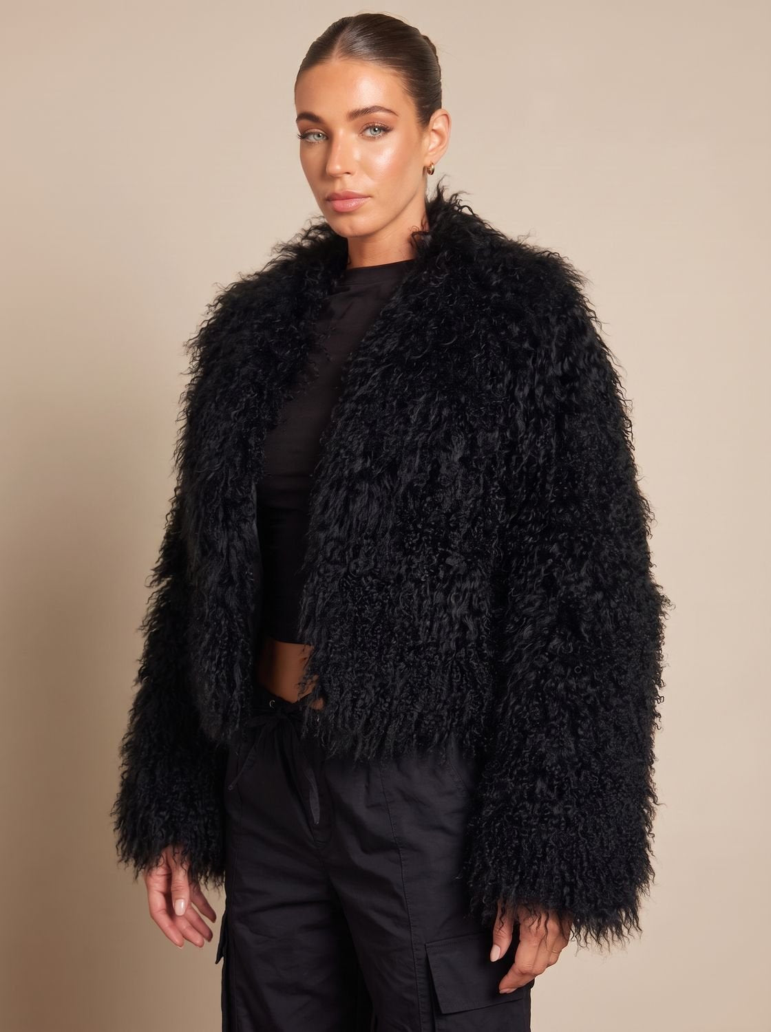 Wilhelmina | Cropped Teddy-Style Faux Fur Coat