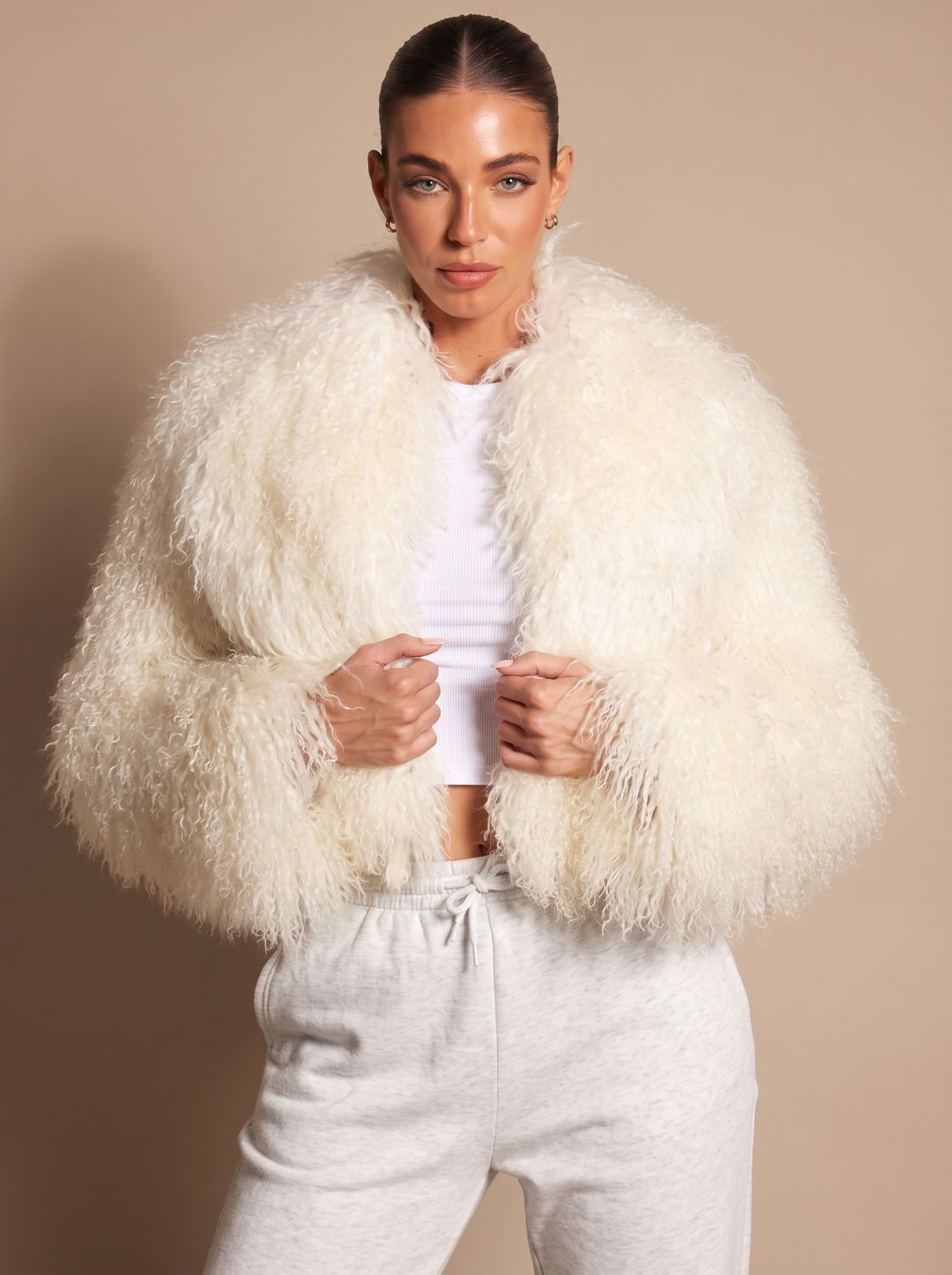 Wilhelmina | Cropped Teddy-Style Faux Fur Coat