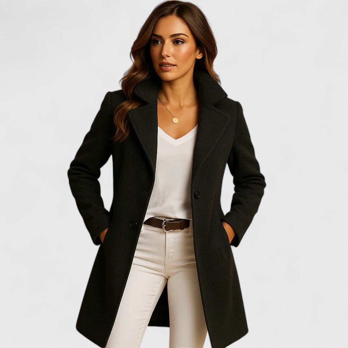 Women's Longline Tailored Notch Lapel Button Front Coat