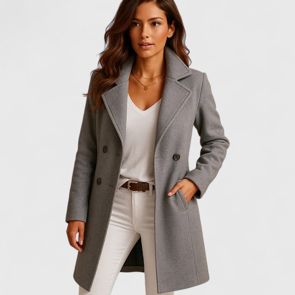 Women's Longline Tailored Notch Lapel Button Front Coat