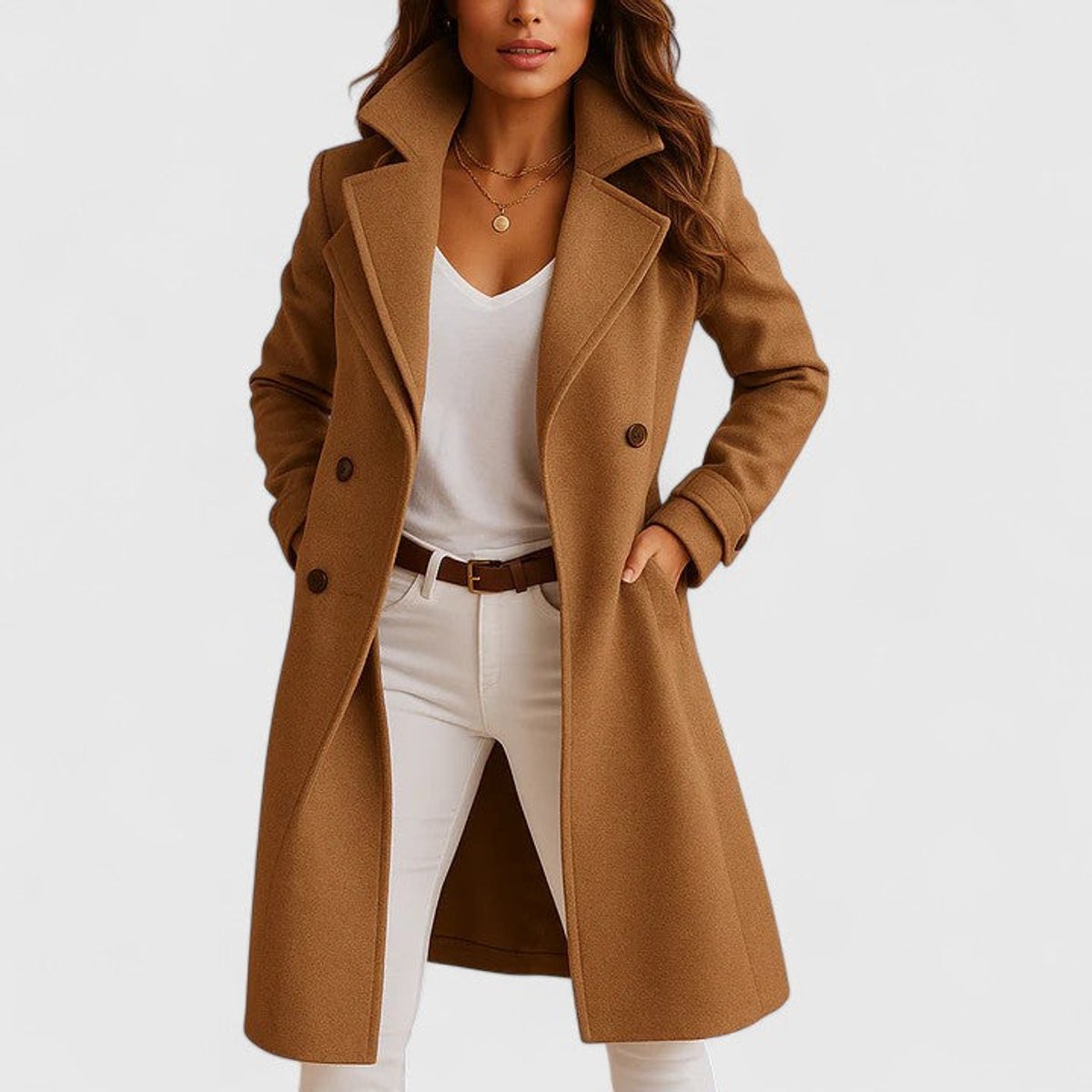 Women's Longline Tailored Notch Lapel Button Front Coat