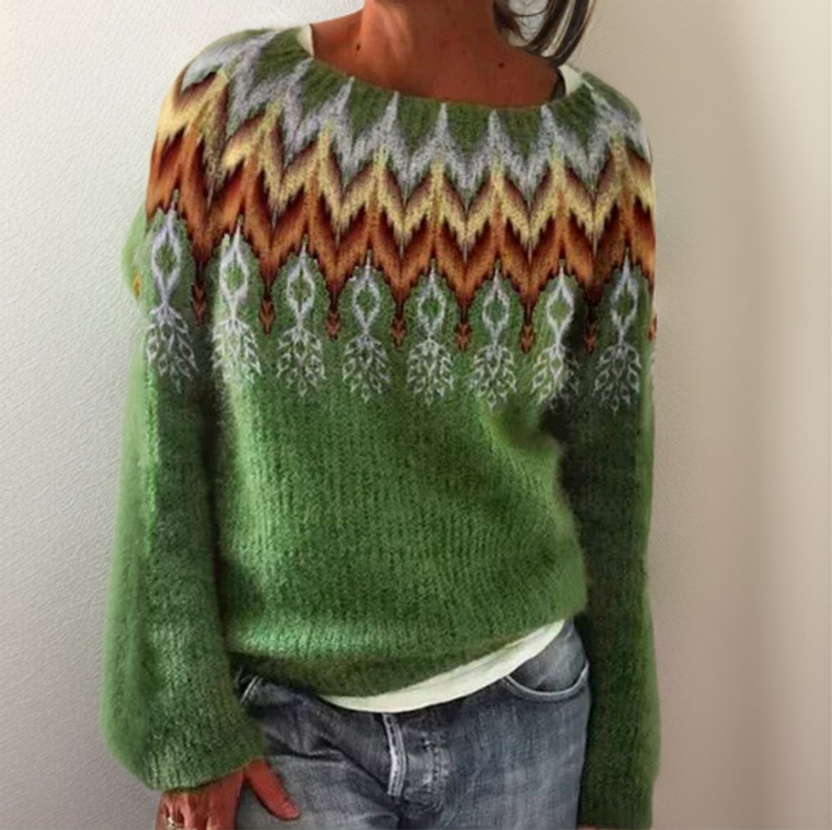 Genevra | Women's Fair Isle Chevron Knit Jumper