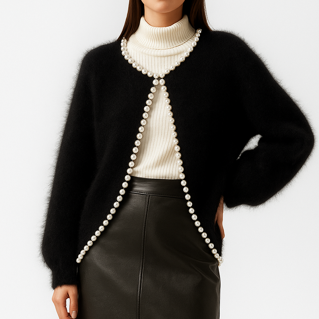 Cressida | Women's Beaded Fluffy Cropped Cardigan
