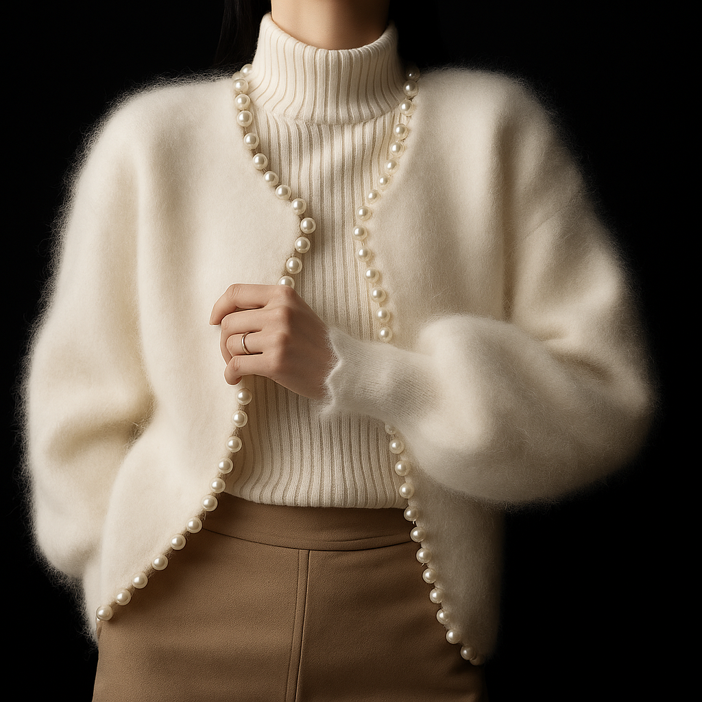 Cressida | Women's Beaded Fluffy Cropped Cardigan