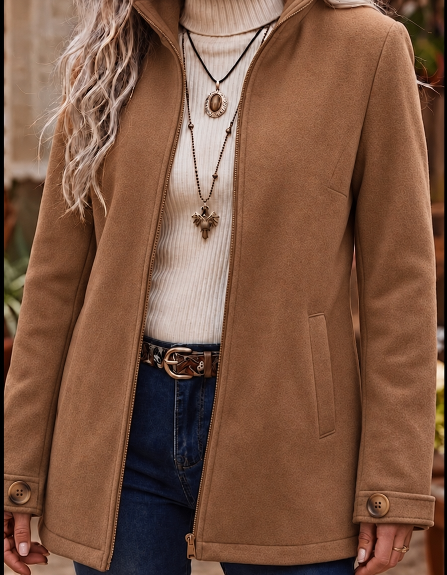Women's Textured Zip-Up Winter Jacket