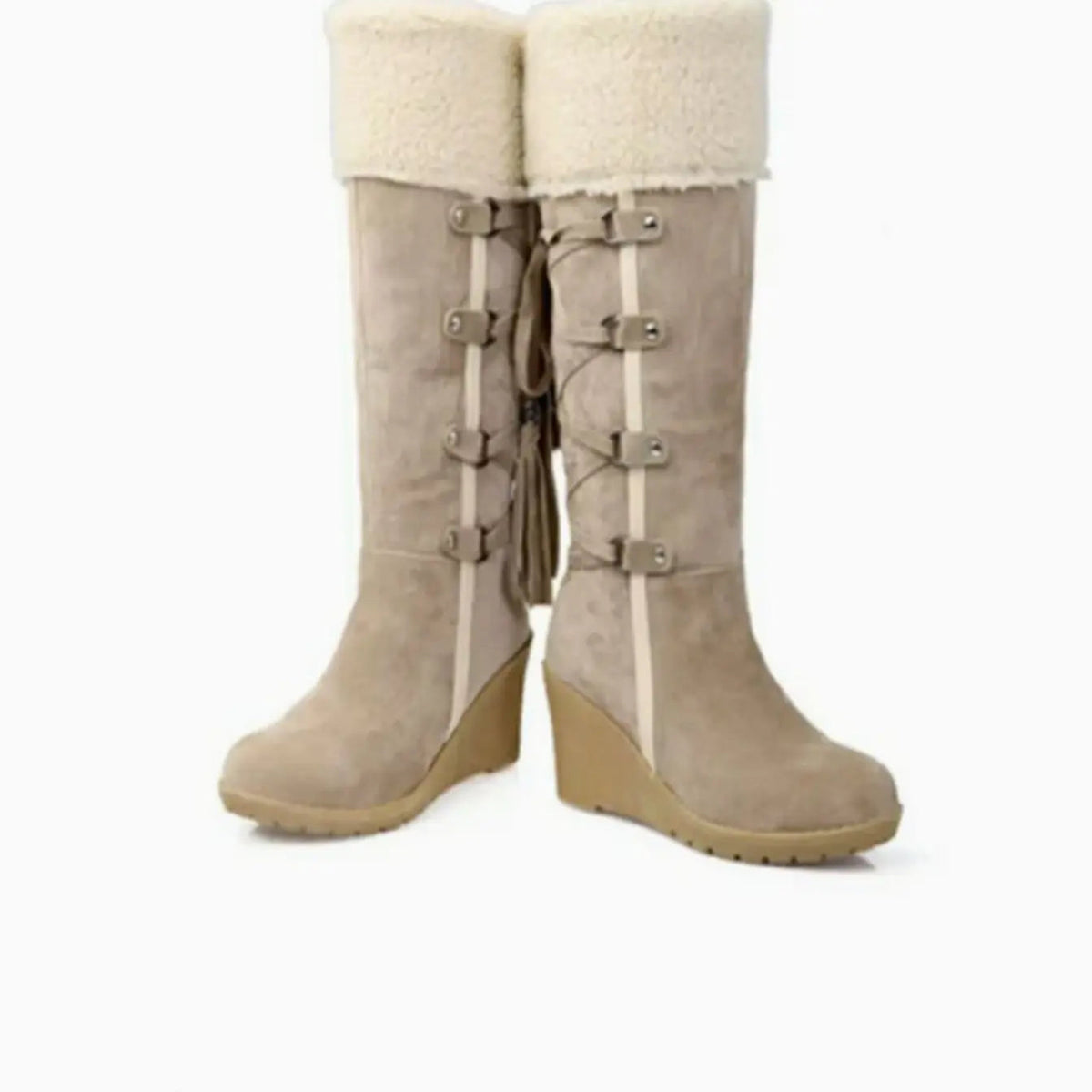 Elara | Women's Faux-Fur Wedge Knee-High Boots