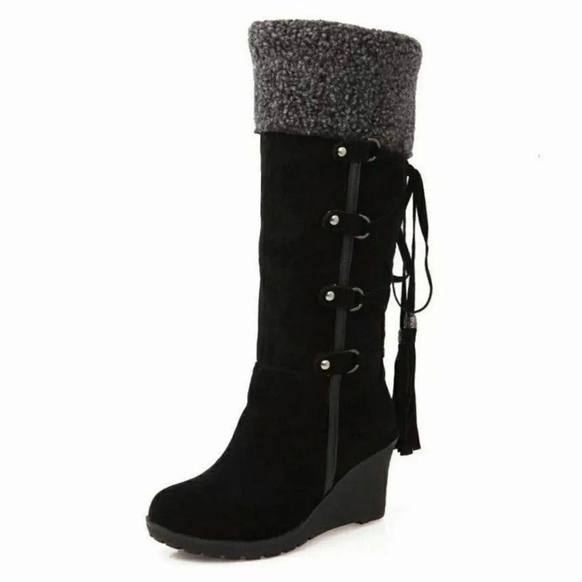 Elara | Women's Faux-Fur Wedge Knee-High Boots