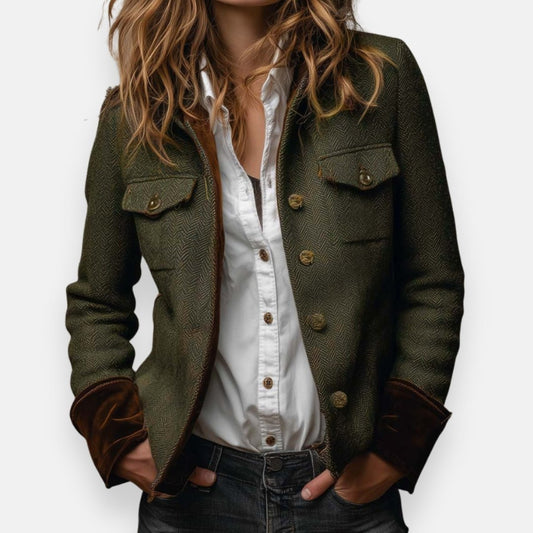 Virelle | Women's Herringbone Button Front Jacket