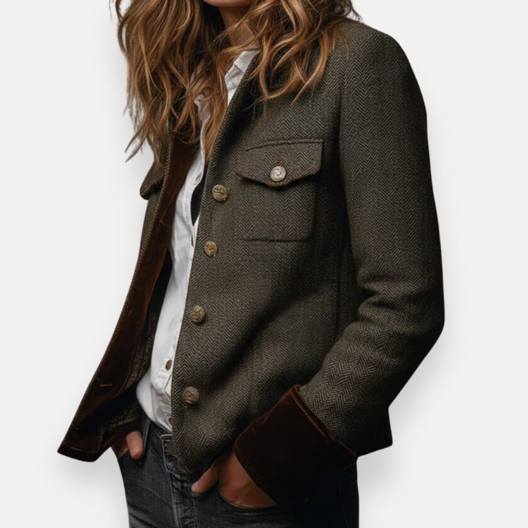 Virelle | Women's Herringbone Button Front Jacket