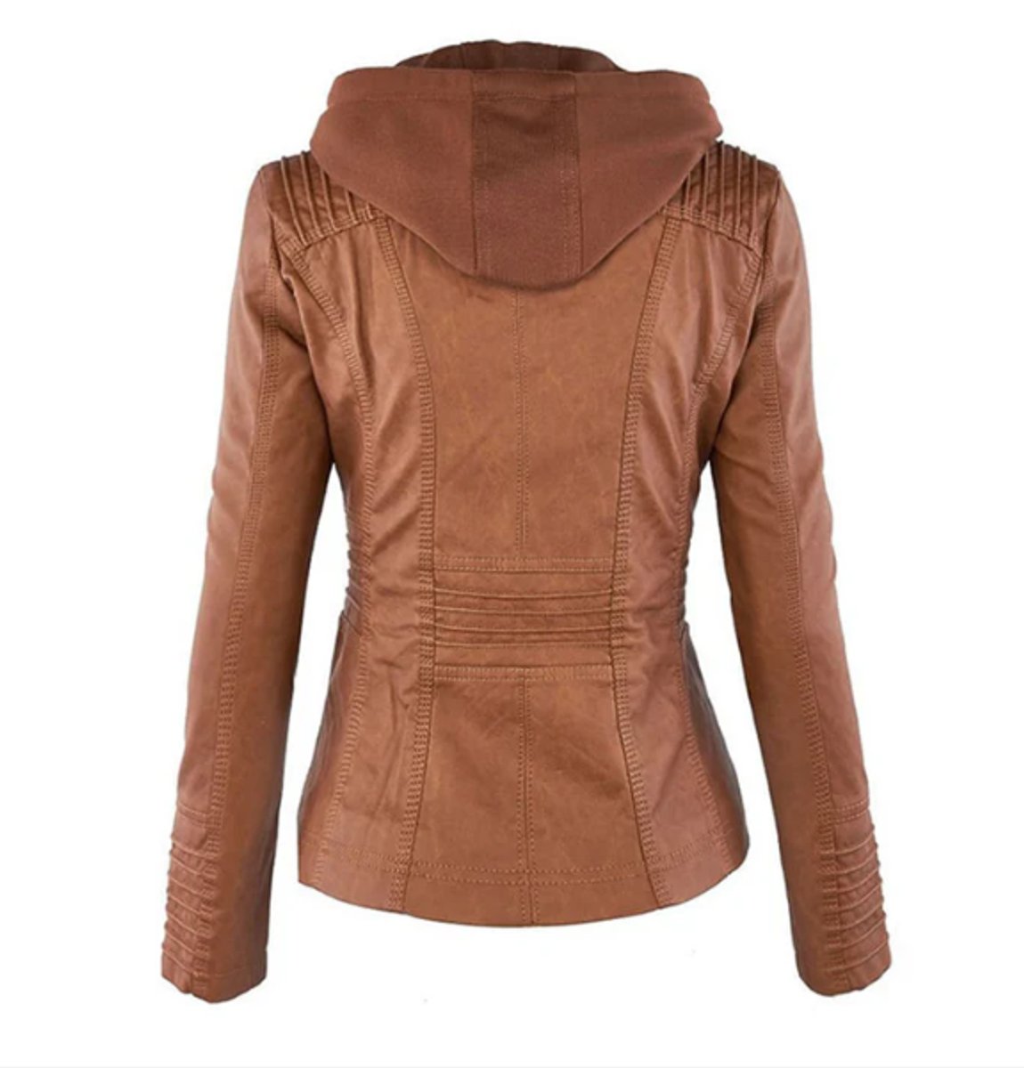 Nyla | Women's Hooded Faux Leather Biker Jacket