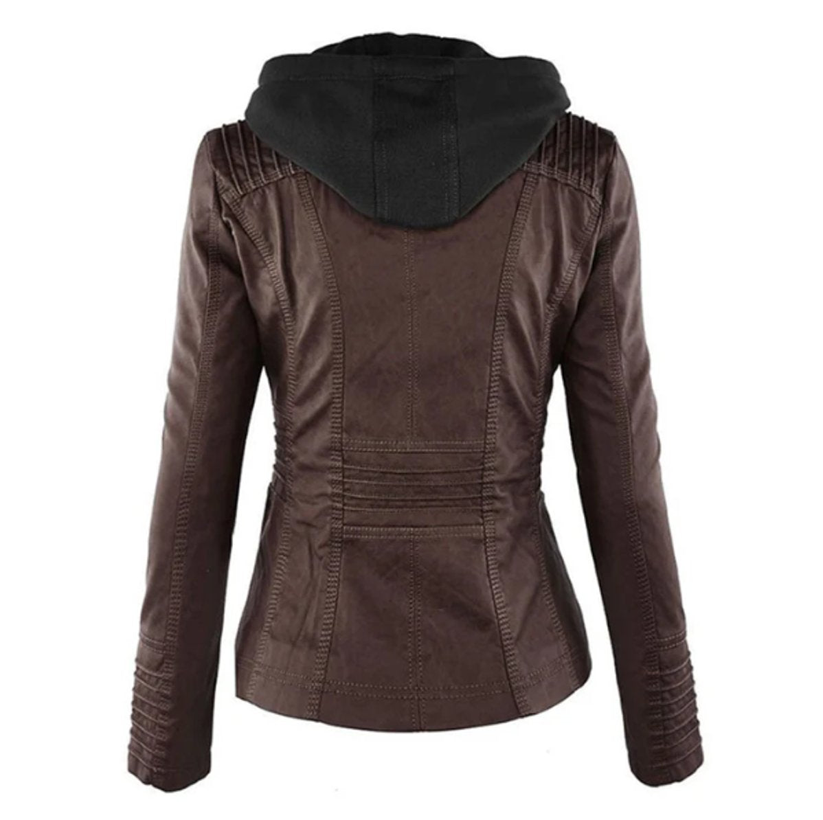 Nyla | Women's Hooded Faux Leather Biker Jacket