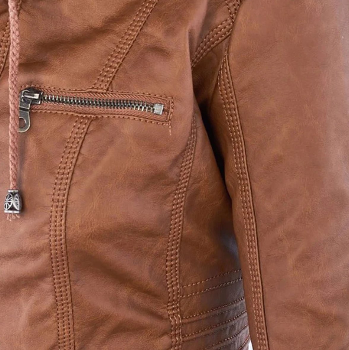 Nyla | Women's Hooded Faux Leather Biker Jacket