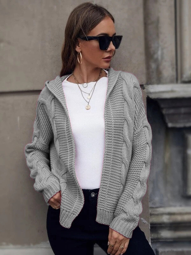 Soléanne | Women's Hooded Cable Knit Cardigan