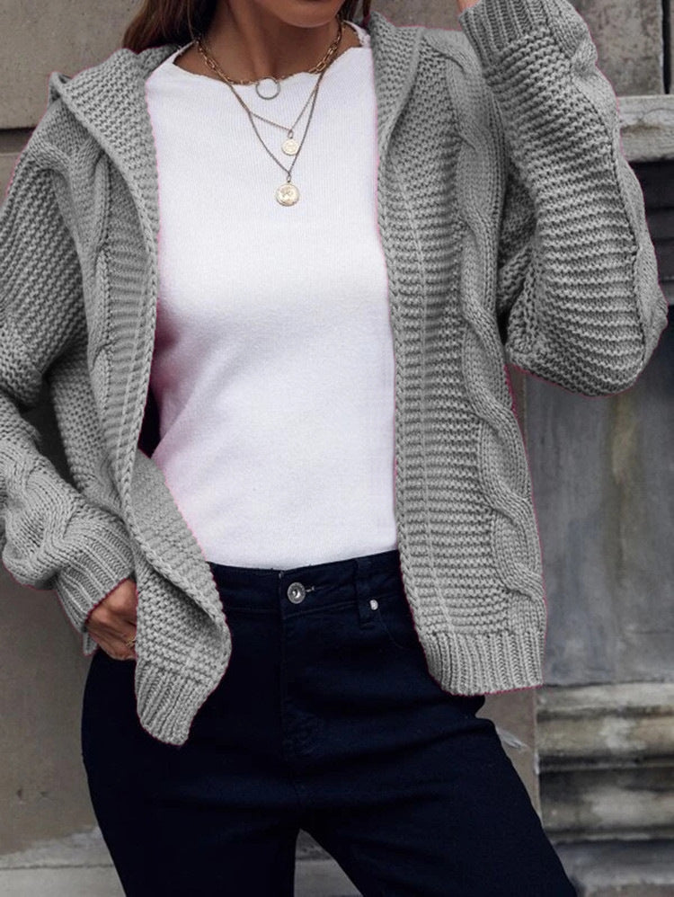 Soléanne | Women's Hooded Cable Knit Cardigan