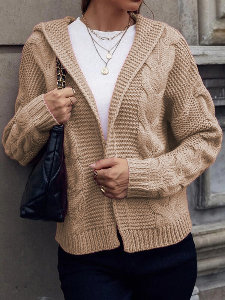 Soléanne | Women's Hooded Cable Knit Cardigan
