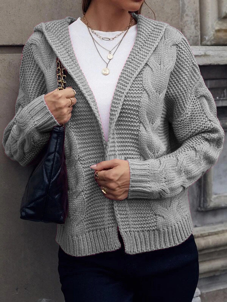 Soléanne | Women's Hooded Cable Knit Cardigan