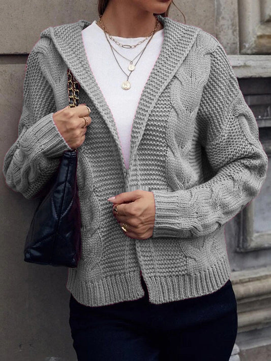 Soléanne | Women's Hooded Cable Knit Cardigan