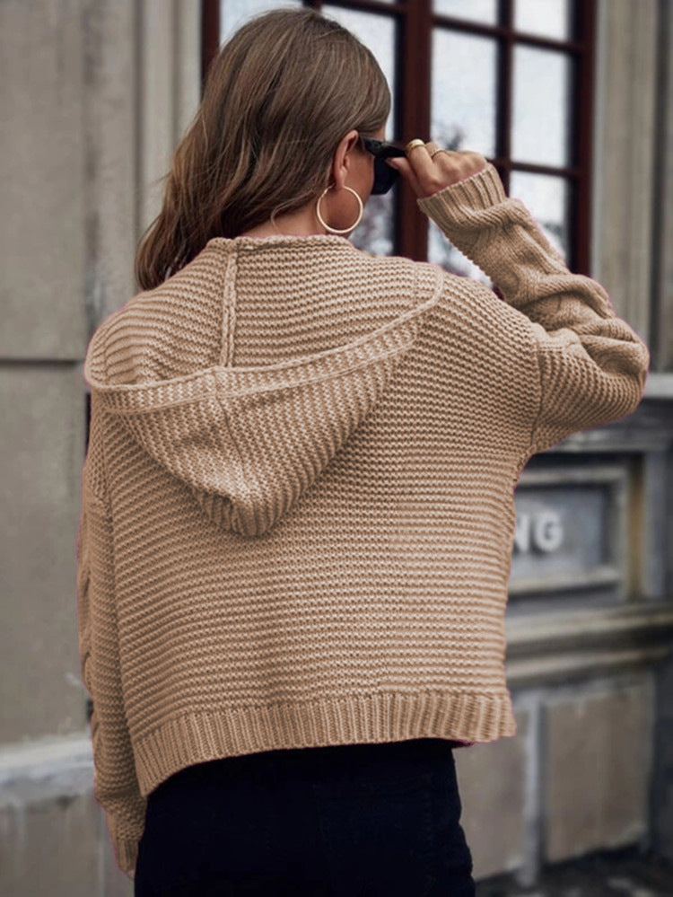 Soléanne | Women's Hooded Cable Knit Cardigan