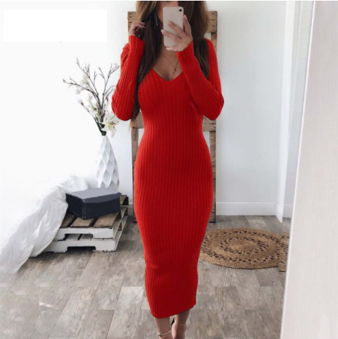 Women's Off-Shoulder Ribbed Knit Party Midi Dress