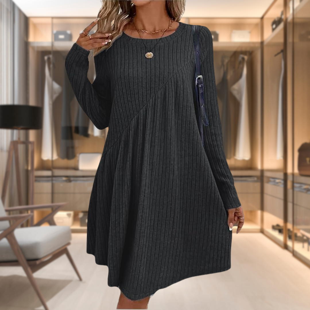 Islay | Women's Ribbed Knit A-Line Midi Dress