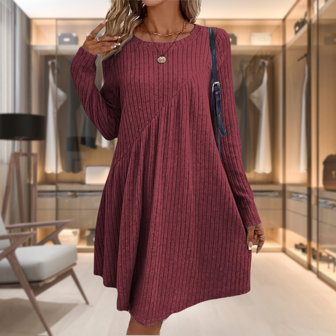 Islay | Women's Ribbed Knit A-Line Midi Dress