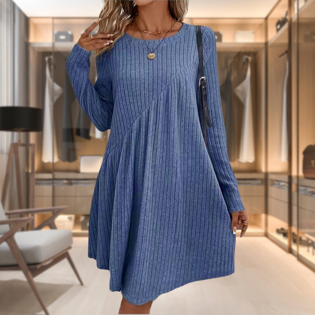 Islay | Women's Ribbed Knit A-Line Midi Dress