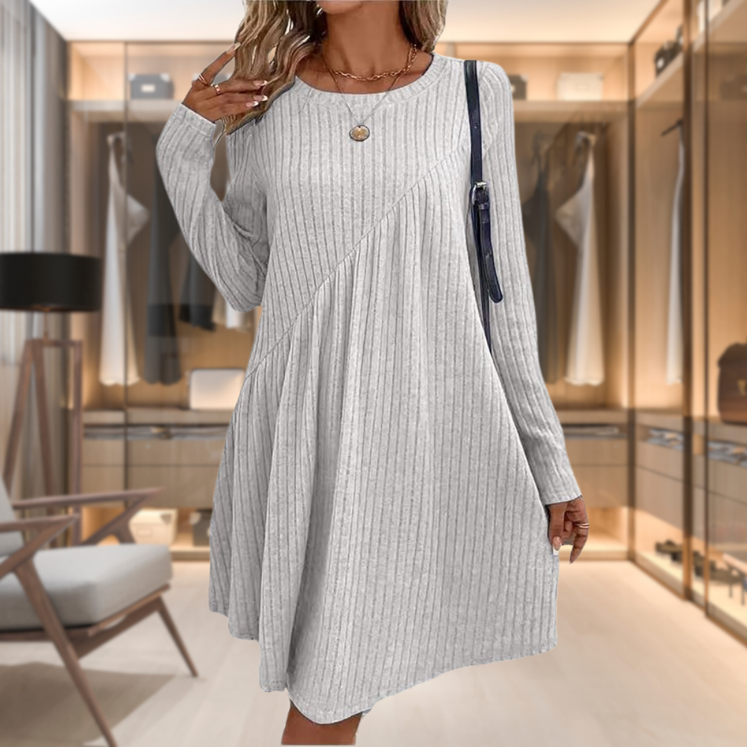 Islay | Women's Ribbed Knit A-Line Midi Dress