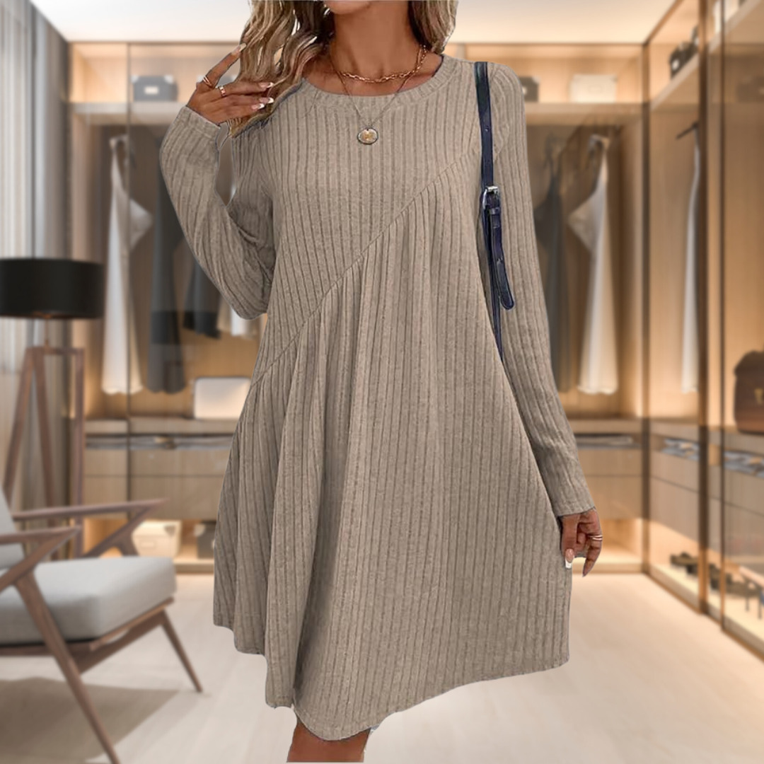 Islay | Women's Ribbed Knit A-Line Midi Dress