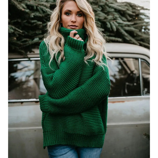 Isalune | Women's Long Roll-Neck Knit Sweater