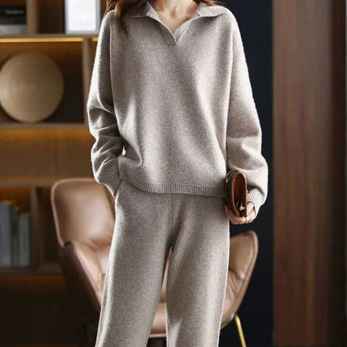 Iseult | Collared Jumper & Wide-Leg Trouser Set