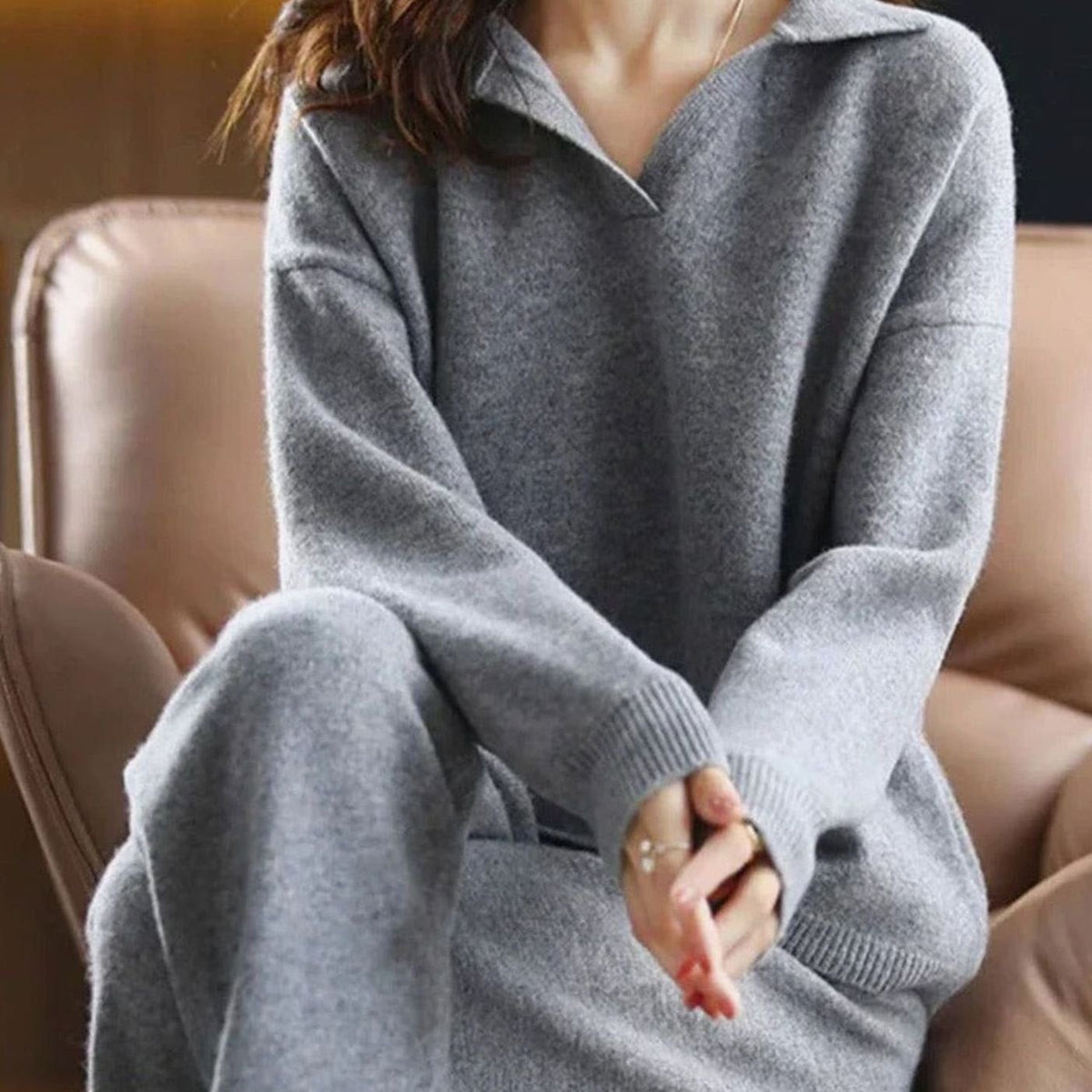 Iseult | Collared Jumper & Wide-Leg Trouser Set
