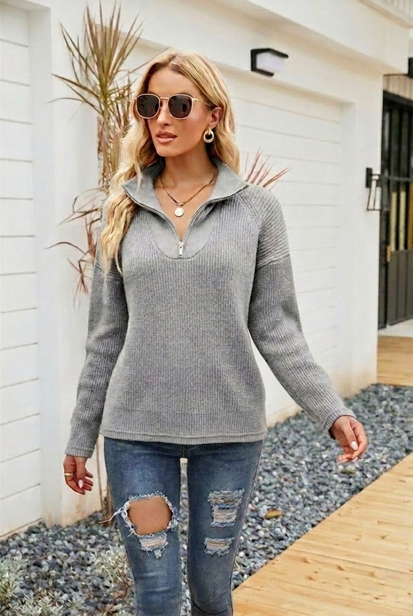 Celestelle | Women's Oversized Half-Zip Knitted Jumper