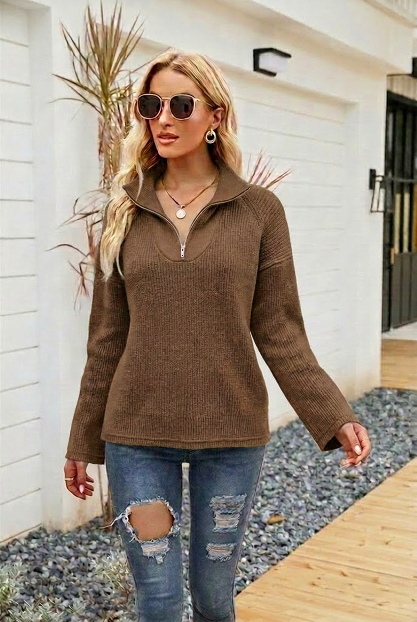 Celestelle | Women's Oversized Half-Zip Knitted Jumper
