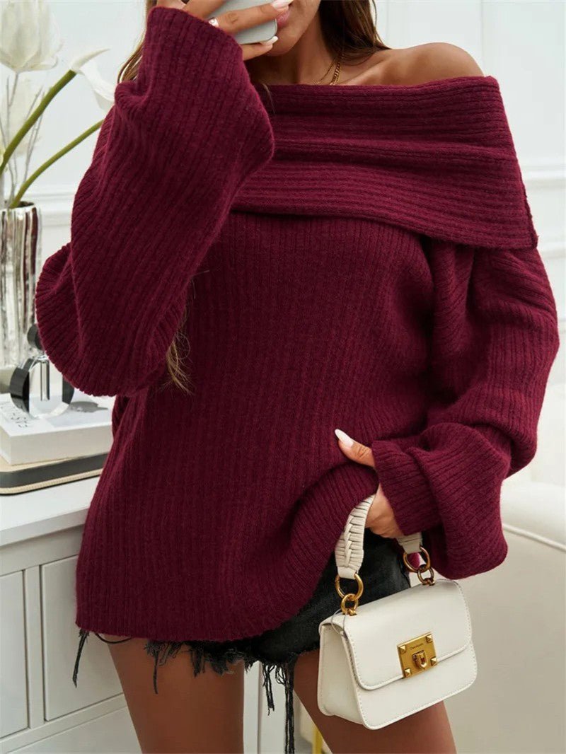 Celestelle | Women's Off-Shoulder Ribbed Knit Jumper