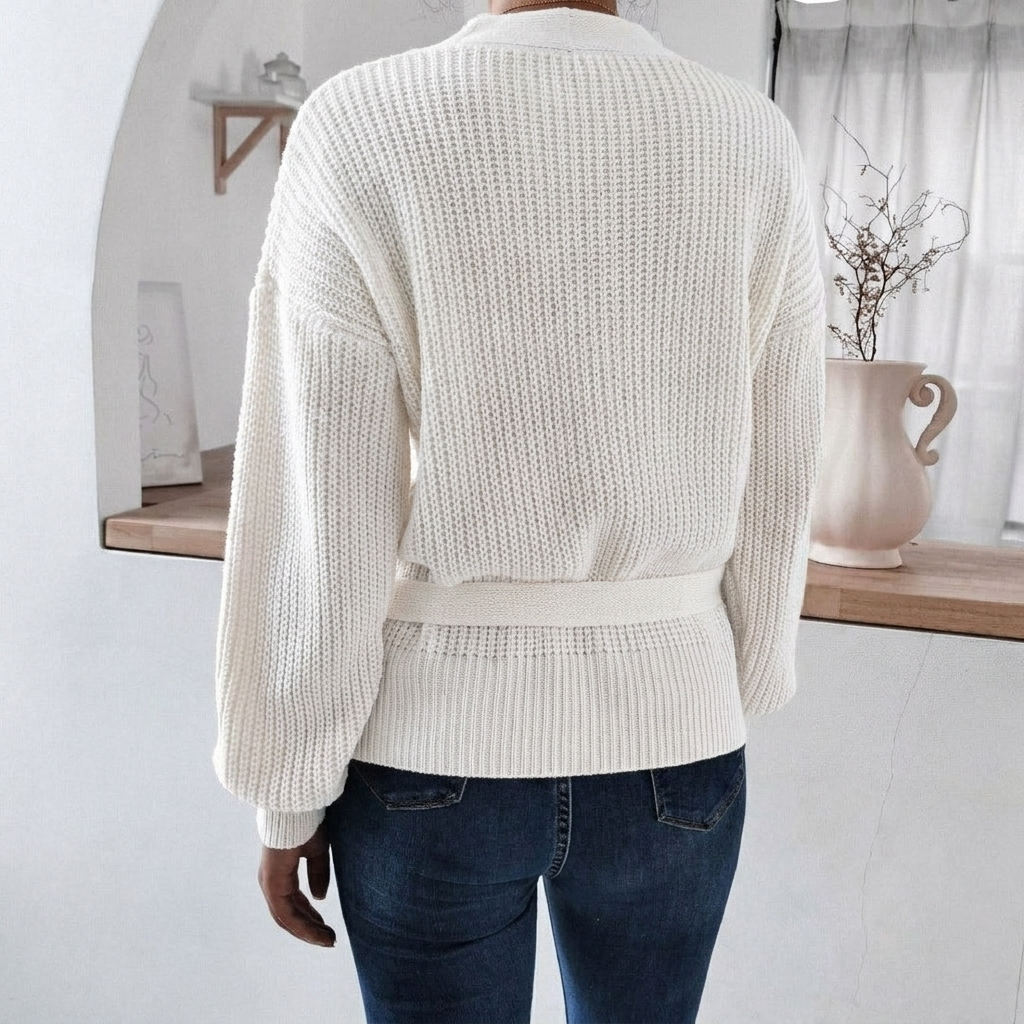 Marcelline | Women's Wrap Knit V-Neck Jumper with Tie Waist