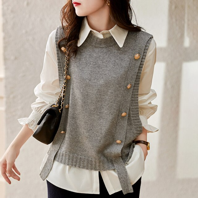Maëlia | Women's Button-Detail Knitted Vest