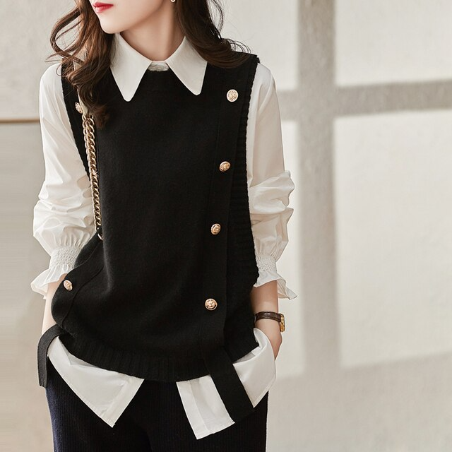 Maëlia | Women's Button-Detail Knitted Vest