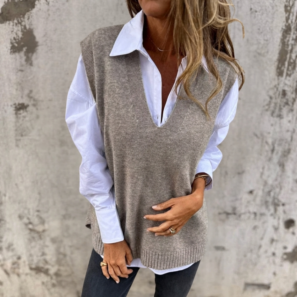 Darcy | Women's Oversized V-Neck Knitted Vest