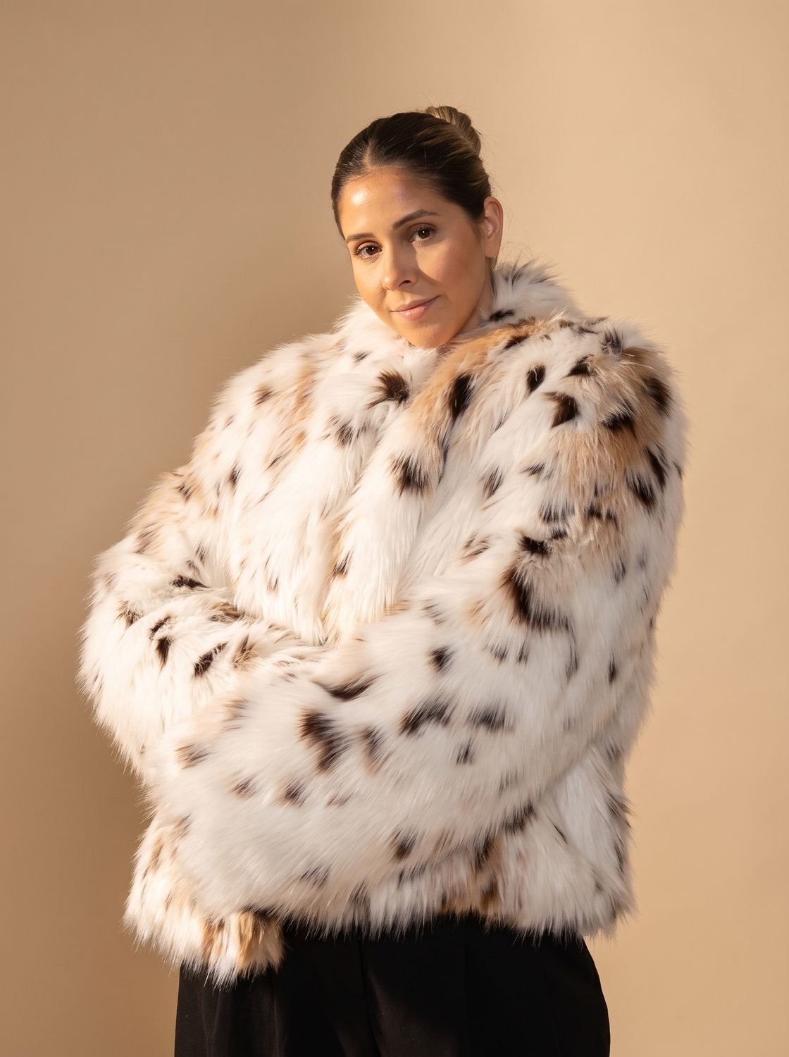 Emily | Leopard Print Cropped Faux Fur Coat