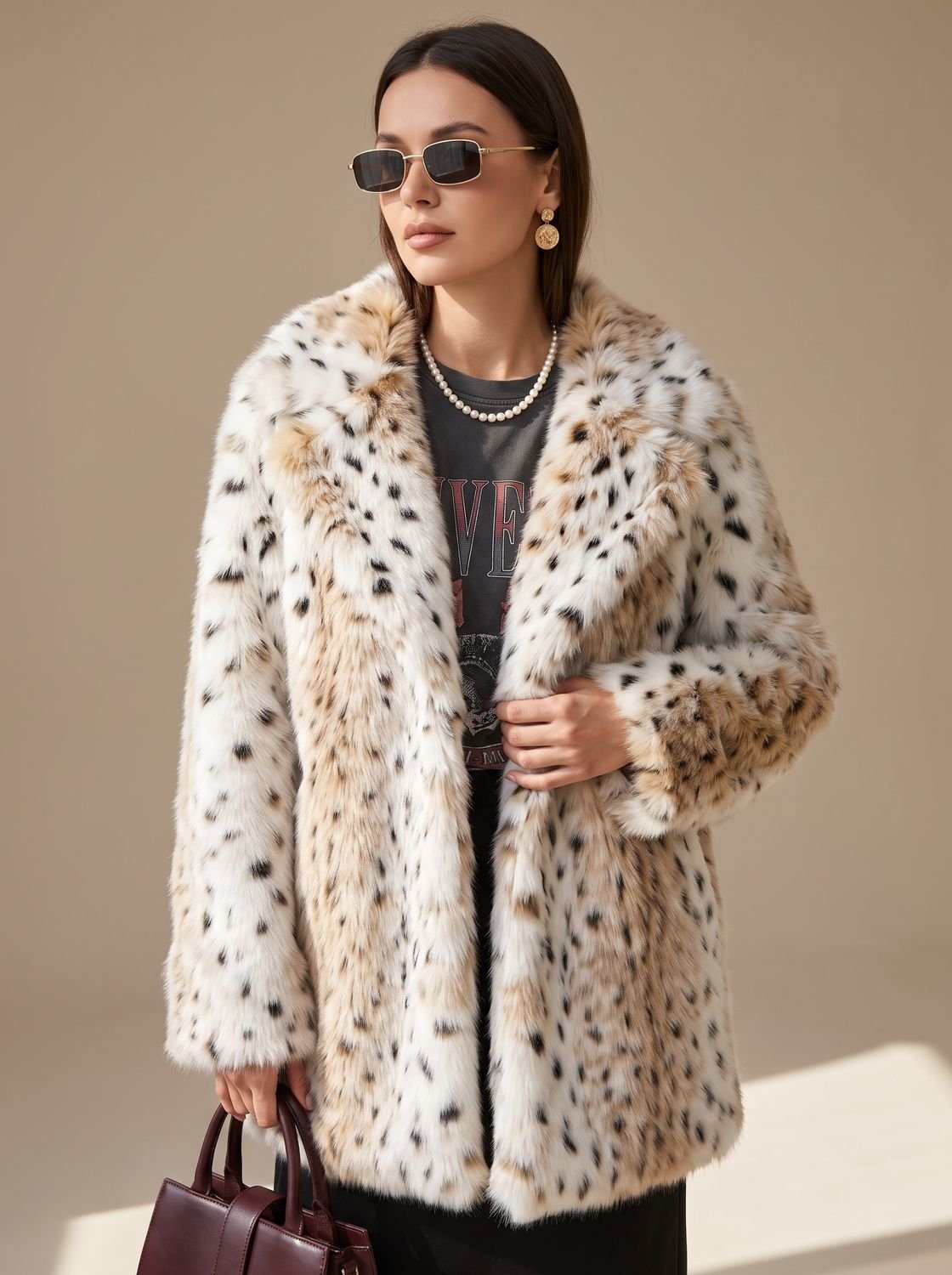 Emily | Leopard Print Cropped Faux Fur Coat