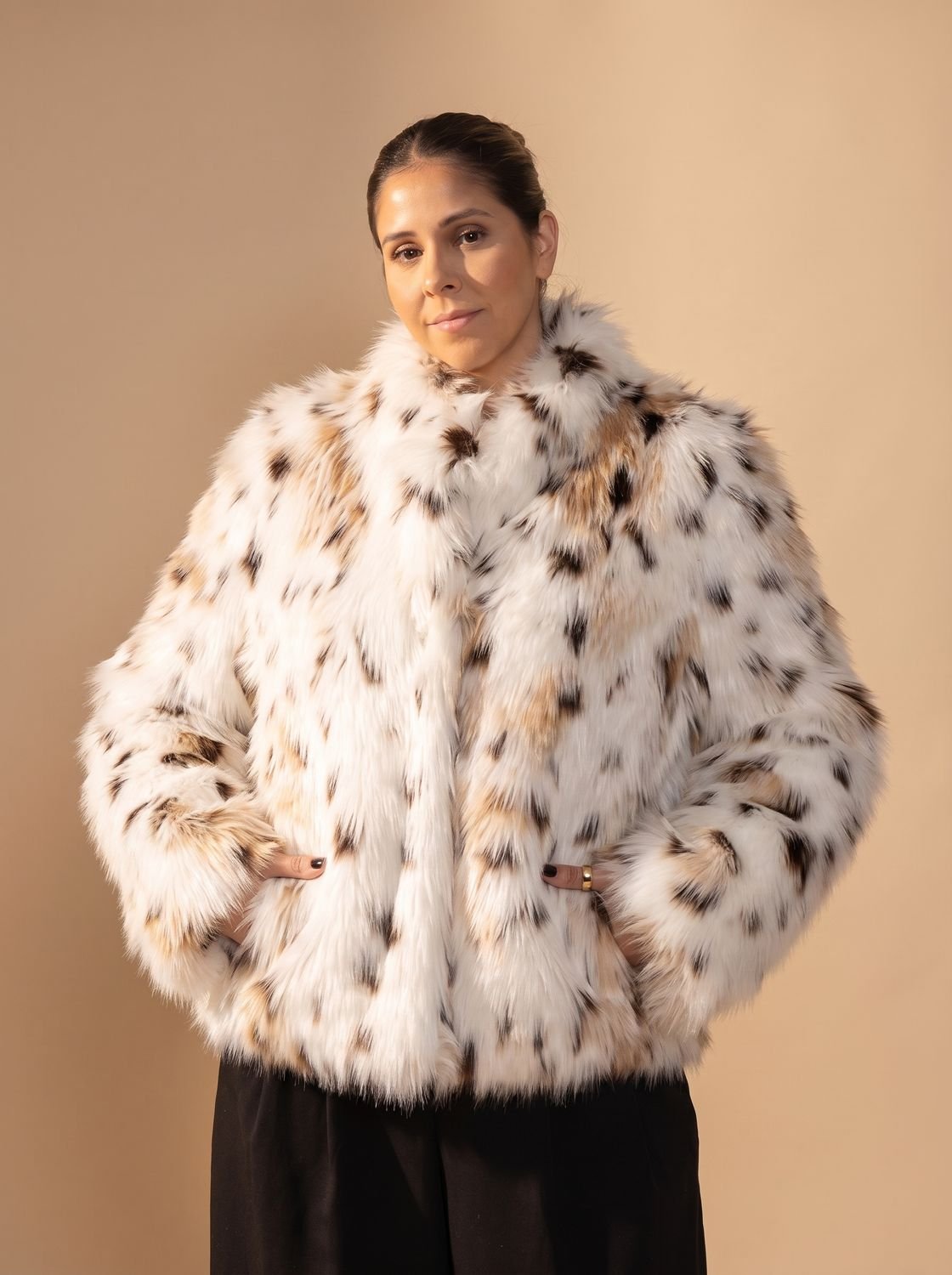 Emily | Leopard Print Cropped Faux Fur Coat