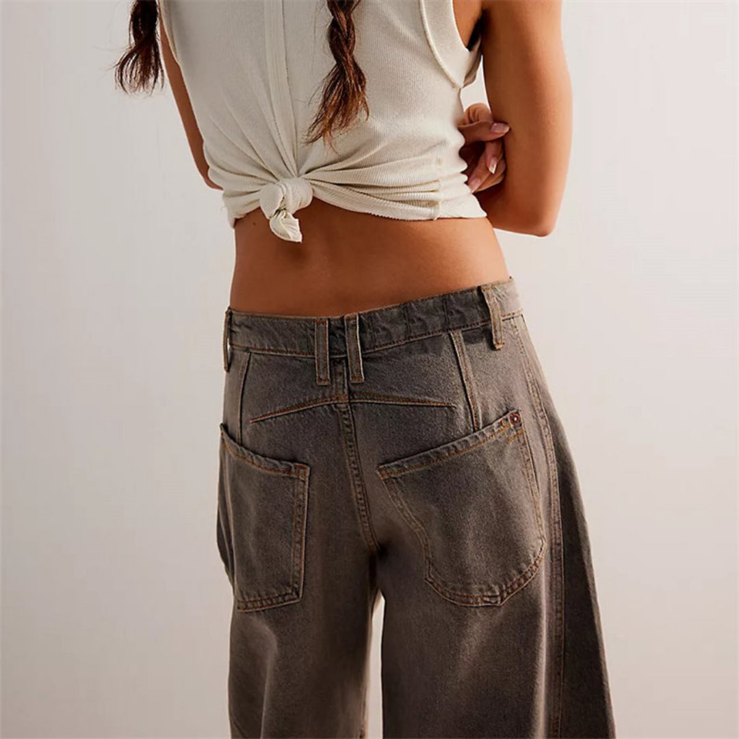 Aster | Mid Rise Cropped Barrel Leg Jeans