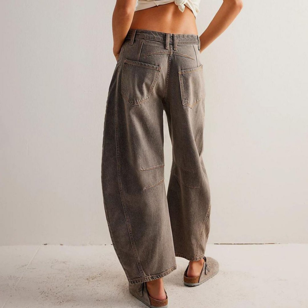 Aster | Mid Rise Cropped Barrel Leg Jeans