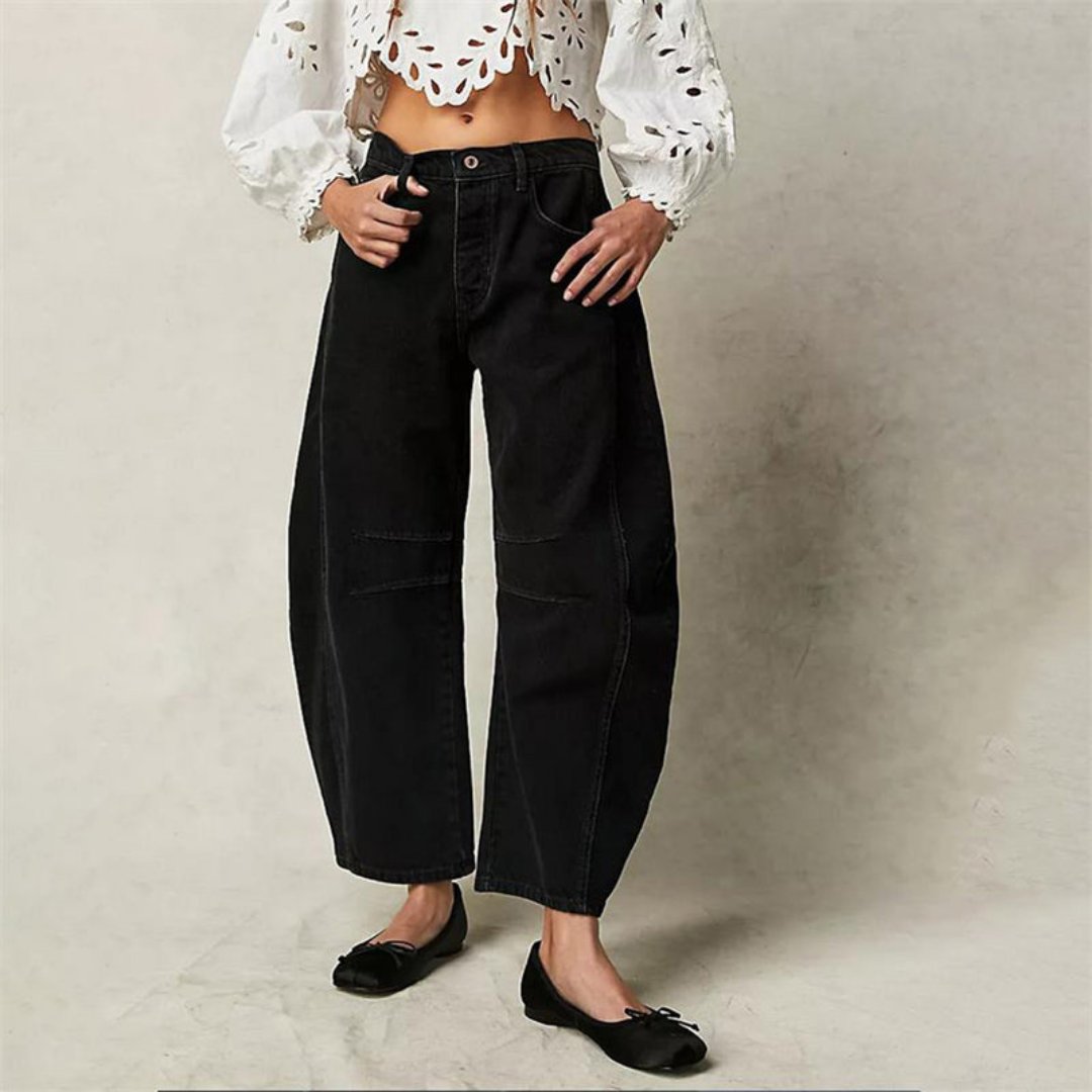 Aster | Mid Rise Cropped Barrel Leg Jeans